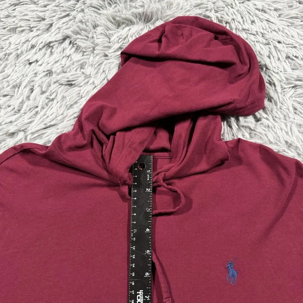 Polo Ralph Lauren Medium Red Hoodie Lightweight Jersey Pullover Pony Mens